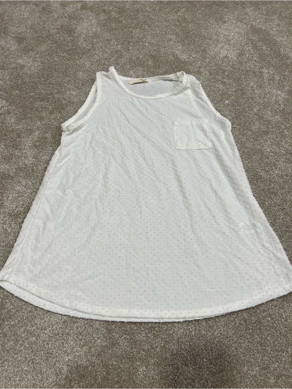 White Swiss Dot Sleeveless Pocket Tank Top
